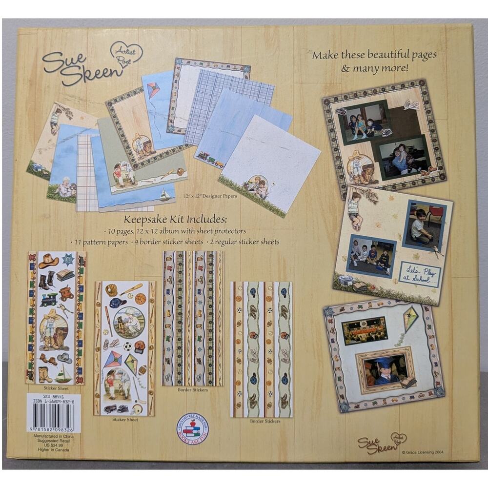 Unused Open Box Sue Skeen "Laughter of Little Boys" 12x12 Scrapbook Kit Album - Picture 7 of 9